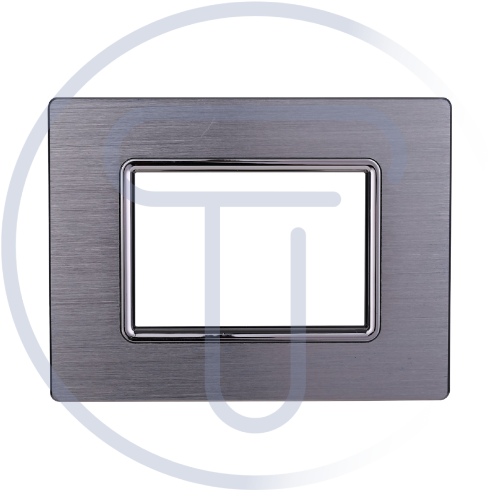 Placca serie Space, 3 moduli, alluminio, argento lucido, per BTicino Living