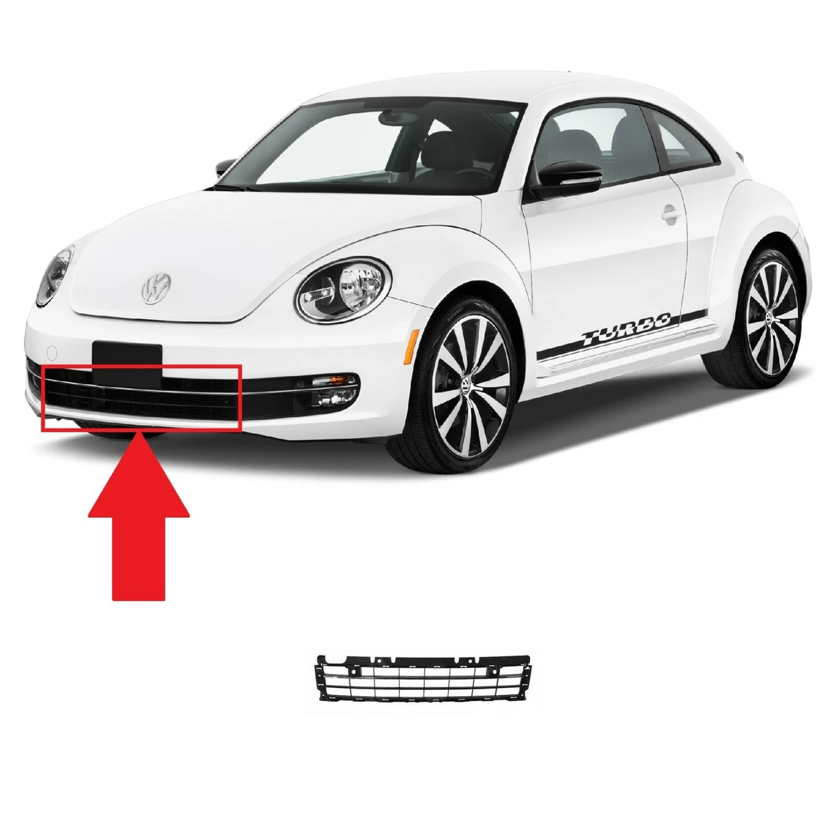 FRONT BUMPER LOWER CENTER GRILLE WITH CHROME TRIM FOR VOLKSWAGEN VW BEETLE 11 18