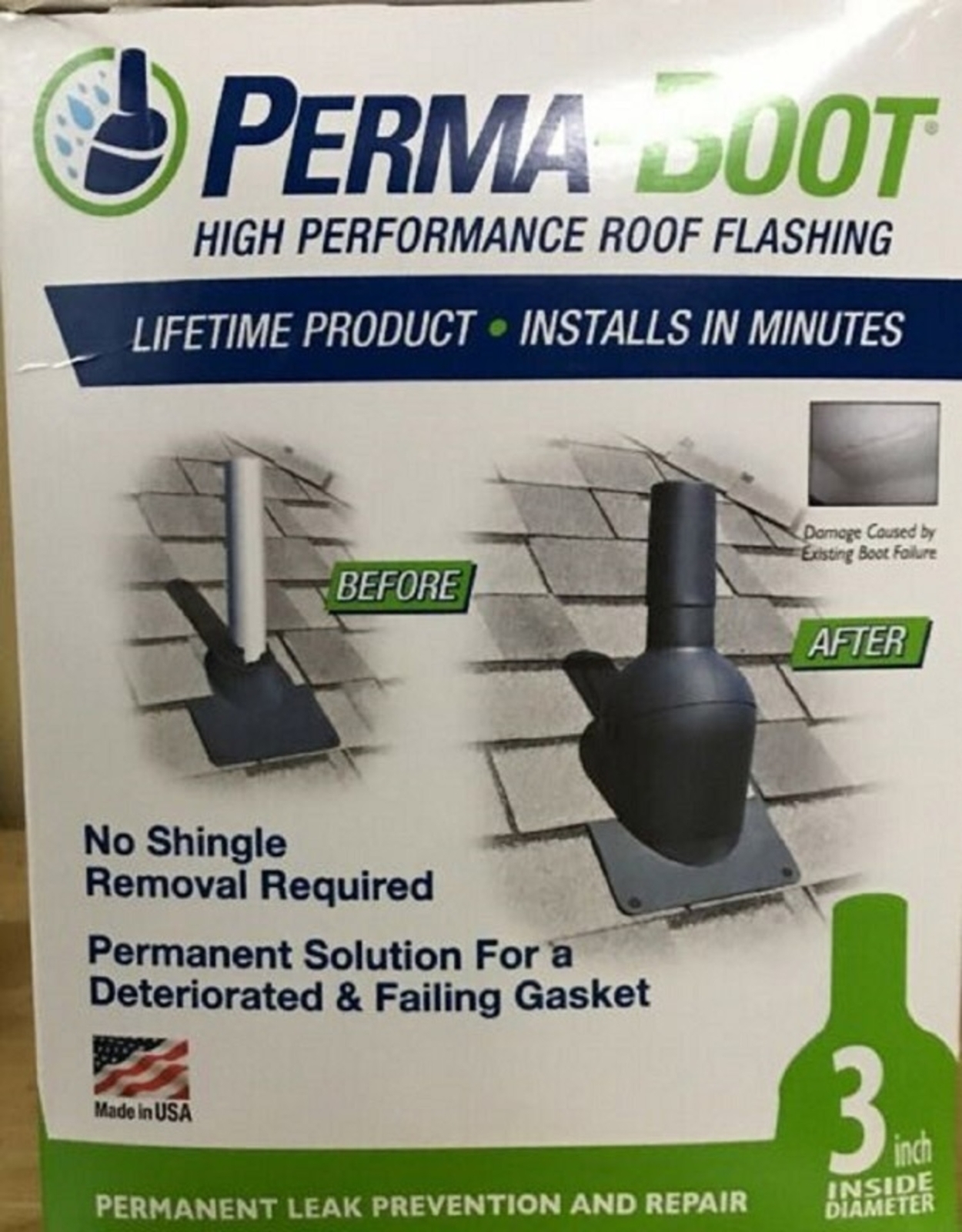 Perma-Boot 312-3N1 BLK Roof Flashing 