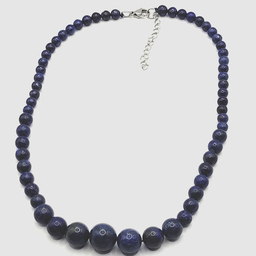 Modern Lapis Lazuli Blue Beaded Professional Career Necklace Silver Tone 20 Inch - Picture 3 of 24