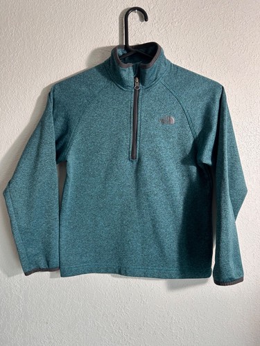 THE NORTH FACE Sweater Youth Medium Long Sleeve Quarter Zip Blue Teal - Picture 1 of 7