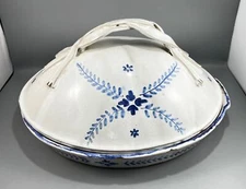 AMNION Pottery Hand Painted Large Serving Dish w/ Lid 16.5" x 13" READ DESCRIP