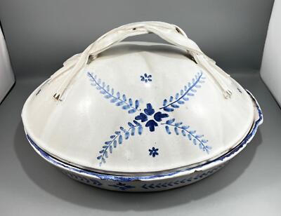 AMNION Pottery Hand Painted Large Serving Dish w/ Lid 16.5'' x 13'' READ DESCRIP