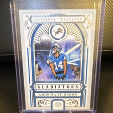 Panini 2025 National Treasures Gladiators Amon-Ra St. Brown #G-ASB /50 Lions