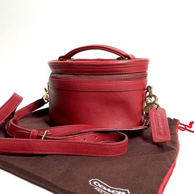 COACH VINTAGE 2way RED TRAIL BAG / TRAIN CASE TOP HANDLE ZIP Made