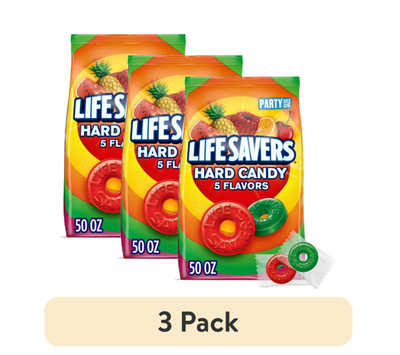 LIFE SAVERS Hard Candy 5 Flavors, 50-Ounce Party Size Bag, 3PACK