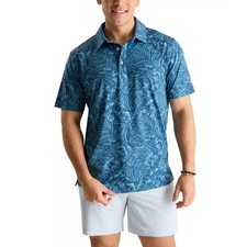 CHUBBIES Mens Performance Polo Shirt XXL Navy Blue Dyed And True Print SS NWT