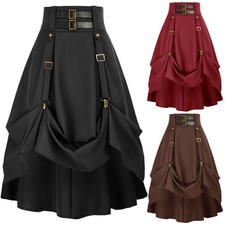 Retro Womens Steampunk Skirt Gothic Dresses Victorian High Low Skirt for Women
