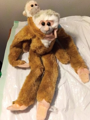 Wild Republic Plush Long Legs Monkey Mom and Baby Brown monkeys