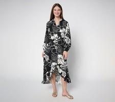 Peace Love World Women's Dress Sz S Boheme Linen Blend Button Front Black