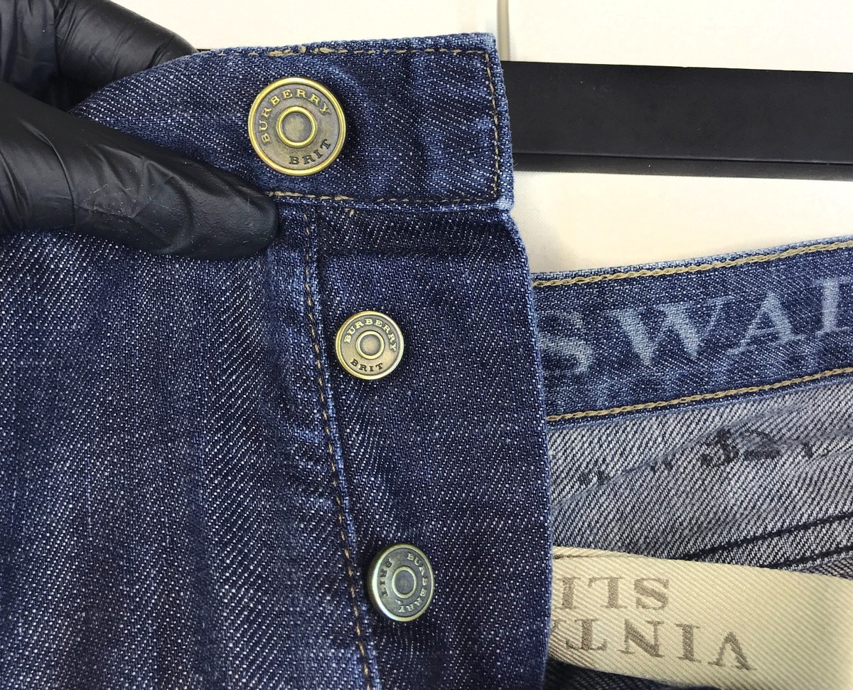 Vintage Slim Burberry Brit Swaine Jeans Navy Blue Denim Indigo