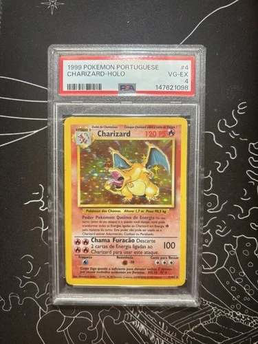 Pokémon TCG Base Set Charizard Holo Rare Portuguese #4 PSA 4 VG EX Vintage 1999