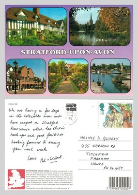 Postkarte - Stratford-Upon-Avon Multi-View John Hinde verschickt 1995