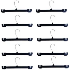 10 Pc 12" Plastic Pants Hanger Clothes Hangers Clothing Pants Hangers - BLACK