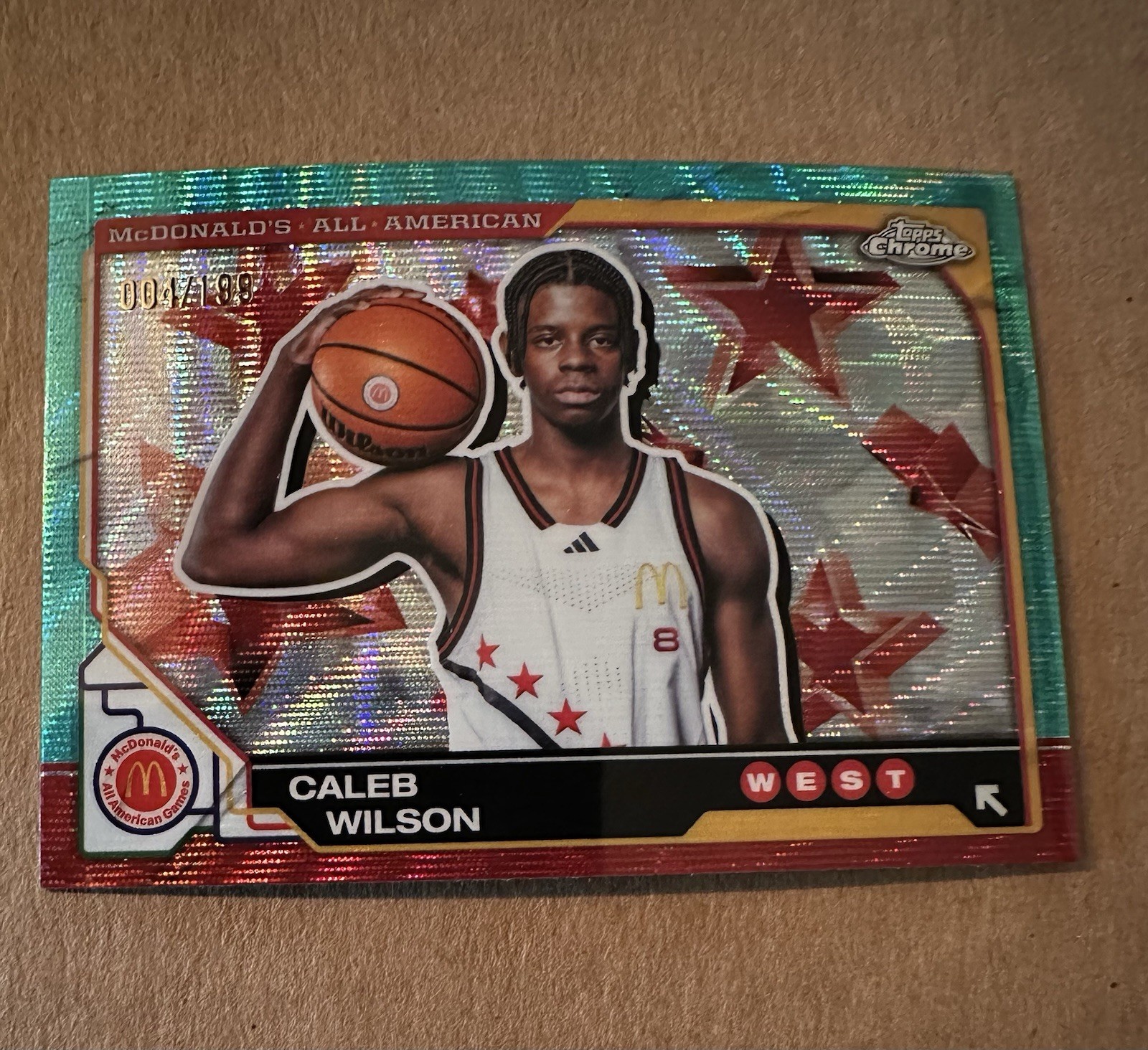 2025 Topps Chrome McDonald's All American Caleb Wilson #48 Aqua Wave Rookie /199