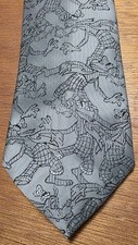 Vintage Disney Mickey, Goofy Balancine "The Tie Works" Men's Silver Tie USA Made