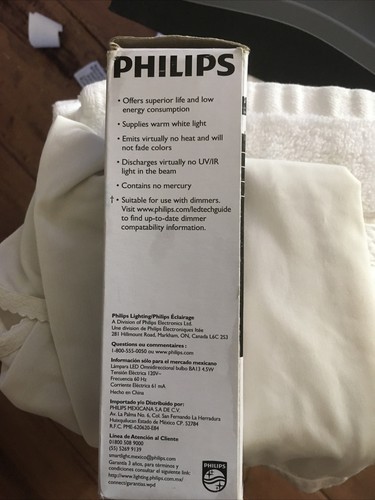1 Philips 120V-END-BA13 E12 4.5W-2700K-DIMMABLE CANDLE LED Bulb - Picture 3 of 5