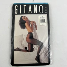 Vintage 1980's NOS GITANO Hosiery Hose Size C Lycra Sheer to Waist Jet Black