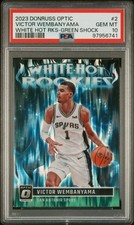 2023 Donruss Optic Victor Wembanyama White Hot Rookies Green Shock PSA 10 pop 15