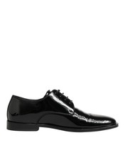 Dolce & Gabbana Black Leather Lace Up Derby Formal Dress Men's Shoes Authentic