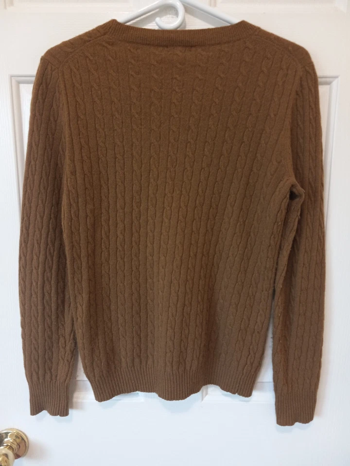 Suéter informal de cachemir de nailon de lana tejido marrón para mujer J, CREW carrera diaria M Foto 3 de 4