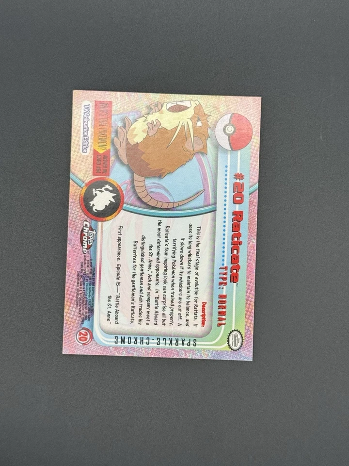 Raticate #20 Topps SPARKLE Chrome 2000 TV Animation Pokémon - Image 2 of 4