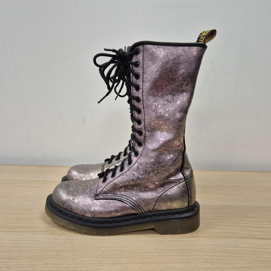 Dr Martens 1b99 Vintage Moon Craters Print Grey Purple Mid Calf Soft Boots Uk 4