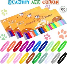 60 Pieces Puppy Whelping Collars Newborn Pet Collars Double-Sided Adjustable ID