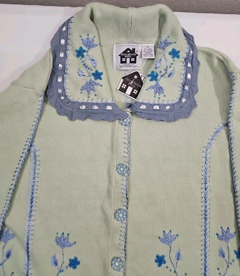 NUEVO CON ETIQUETAS Libro de Cuentos Tejido Floral Serenidad Cárdigan Suéter Ramie Algodón Talla 2X Limitado Foto 2 de 4