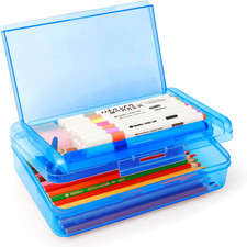 Double Layer Large Capacity Pencil Box,Plastic Translucent Pencil Box, Hard Penc
