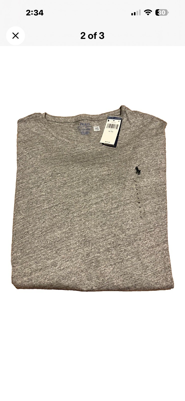 Polo Ralph Lauren Crew Neck Long Sleeve T-Shirt Dark Vinta Grey Men's XL