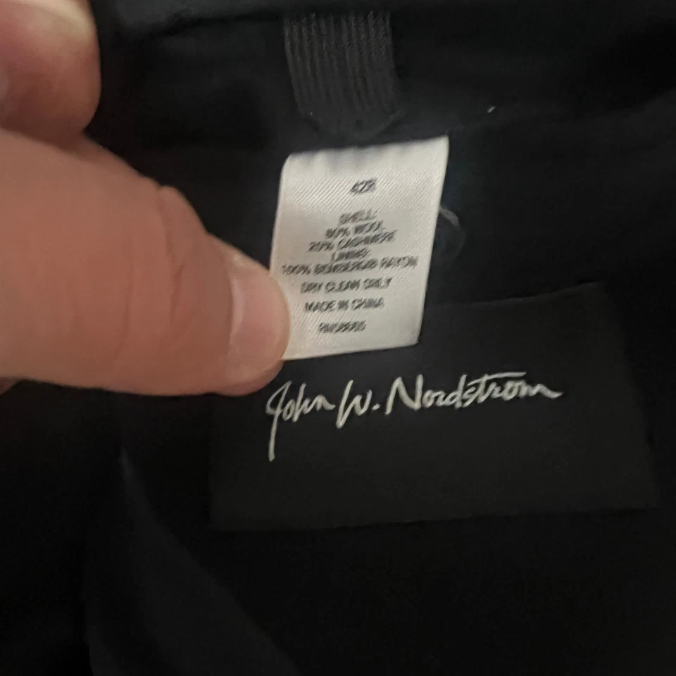 Abrigo largo negro de lana y cachemir John W Nordstrom 42R para hombre Foto 4 de 4