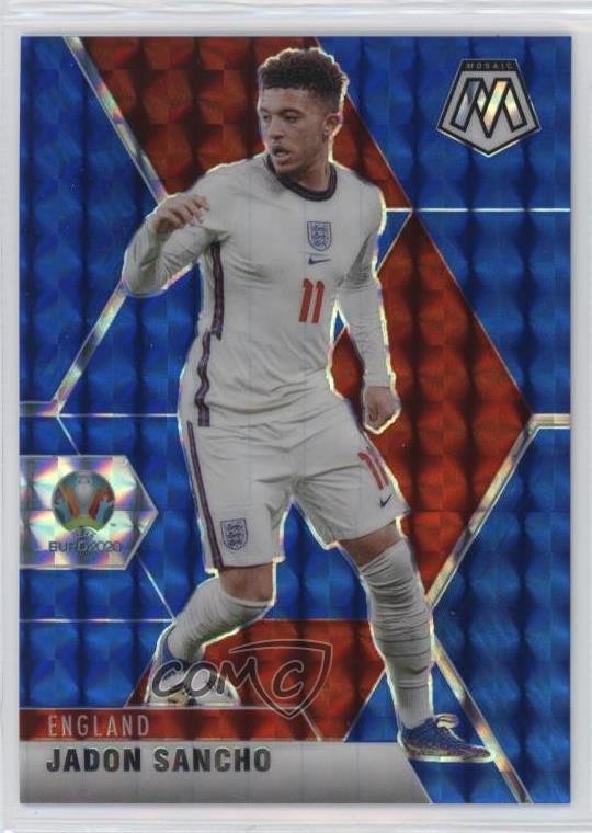 2021 Panini Mosaic UEFA Euro 2020 Blue Mosaic Prizm 6/99 Jadon Sancho #110 14tf