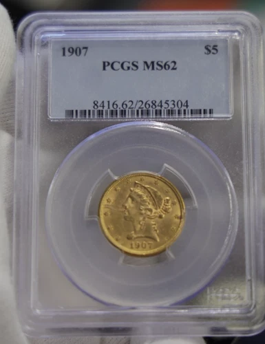 1907 US $5 Liberty Gold Piece PCGS MS62