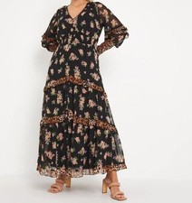 SIMPLY BE TIERED MIXED PRINT SHIRRED MAXI DRESS WITH FRILLS SIZE 10 (REF 151)