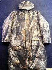 Cabelas Premier Northern Goose Down Camo Snowsuit Coveralls Mens Med Reg Hooded