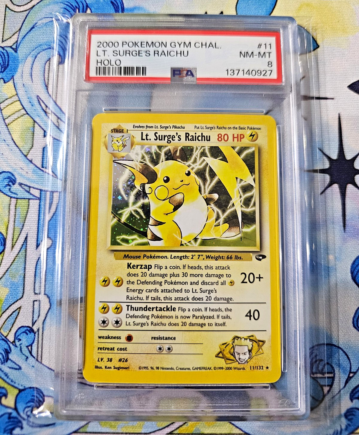 Pokemon Gym Challenge Lt. Surge's Raichu 11/132 Holo PSA 8 English