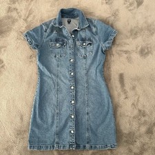 Gap Denim Shirt Dress MEDIUM 2025 Collared Button Front Short Sleeve Collared