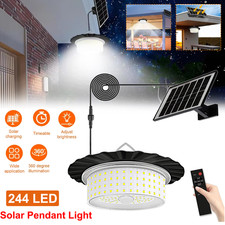 244LED New Solar Pendant Light Outdoor Dusk to Dawn Garden Barn Gazebo Shed Lamp