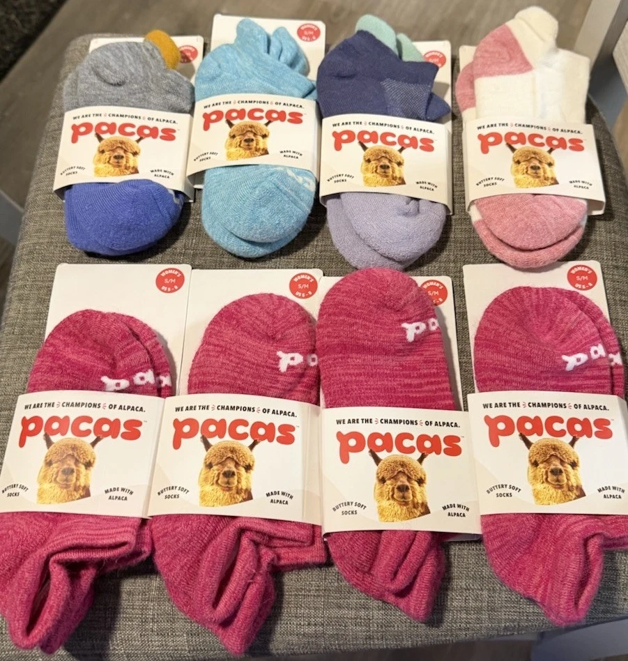 Pacas Ankle Socks Women’s Alpaca Gray Blue Purple Pink White 8 Pair