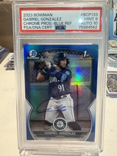 Gabriel Gonzalez 2023 Bowman Chrome True Blue Auto /150 1st Rookie RC PSA 9