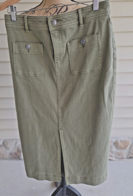 Talbot's Women's Green Dyed Denim Long Pencil Skirt Size 6