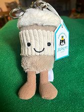 NWT Jellycat Amuseables Coffee To Go Bag Charm Plush Keychain Coffee Cup Rare