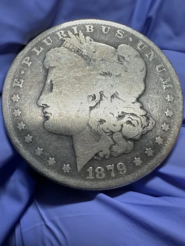 1879 SILVER MORGAN DOLLAR 0.9 FINENESS SILVER .77 PURE SILVER TROY OZ F055 1STYR