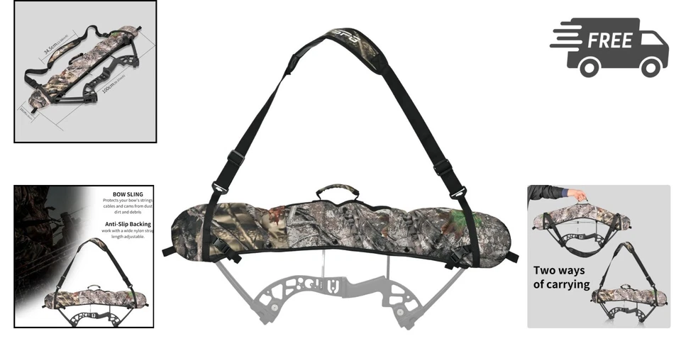 Estuche de transporte de neopreno camuflado con correa con arco para caza al aire libre Foto 2 de 4