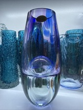 Vintage Hand Blown Art Glass Vase Jablonski Sommerso style lilac / blue  glass