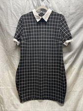Fashion Nova Collared Preppy Academia Black & White Plaid Soft Dress Size XL 