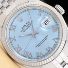 ROLEX MENS DATEJUST 16014 ICE BLUE ROMAN 18K GOLD STEEL JUBILEE WATCH
