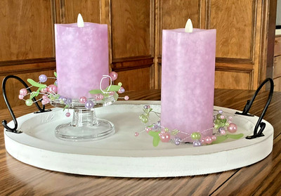 Luminara Set of 2 Mottled Flameless Color Candle w/Remote in ORCHID ~ FREE SHIP