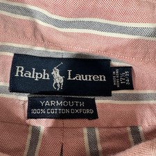 Ralph Lauren Yarmouth Shirt Mens 17.5 34/35 Pink Stripe Button Down Long Sleeve
